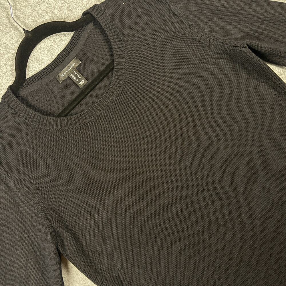 H by Halston Black Long Sleeve Scoop Neck Ribbed Trim Pullover Tunic Sweater S